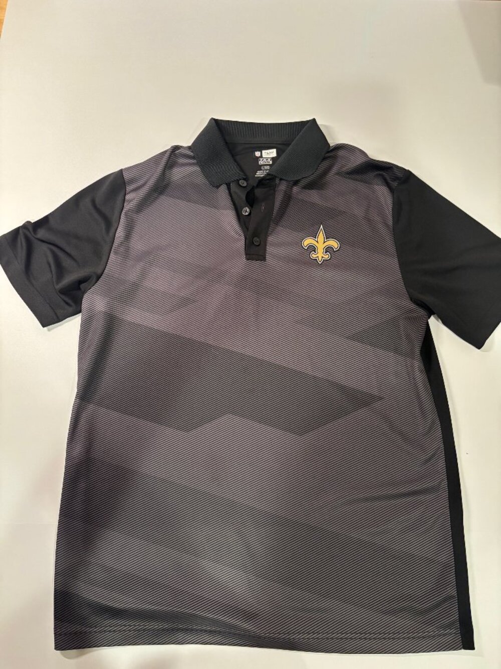 New Orleans Saints Men’s Polo Shirt Large Black Gold NFL Team Apparel